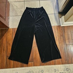 Black Velvet Wide-Leg Pants